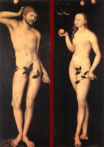 click for a larger version Lucas Cranach the Elder: Adam and Eve (1528)