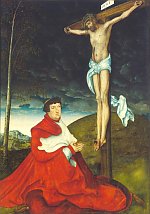 click for a larger version Lucas Cranach the Elder: Crucifixion with Cardinal